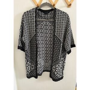 Atmosphere Sweater Women's Small Open Cardigan Geometric 3/4 Sleeve Bohemian